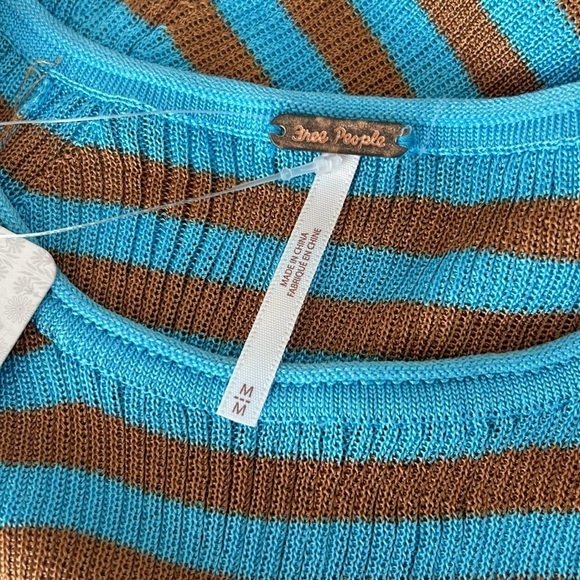 Free People Sail Away Short Sleeve Tee Savannah Blue Orange Combo Medium - Picture 12 of 12